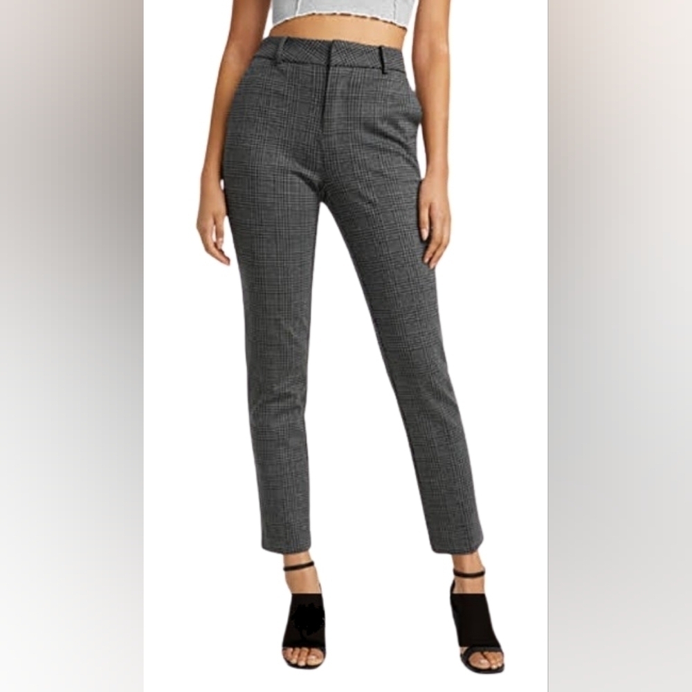 Simons lcône women's dark grey jersey plaid pants size 10
